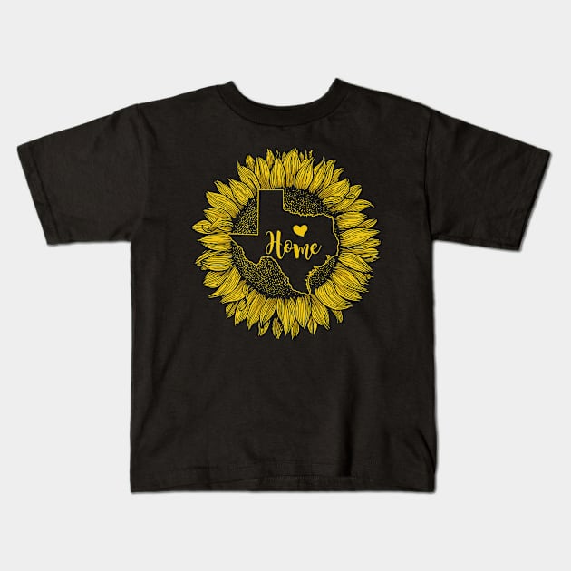 Texas T-Shirt Sunflowers State Of Texas Home Kids T-Shirt by nguyenlinh72